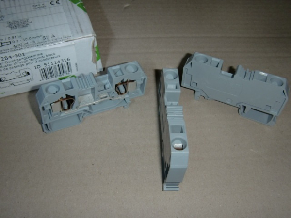 284-901 2-Leiter-Durchgangs-Reihenklemme 10qmm Front grau